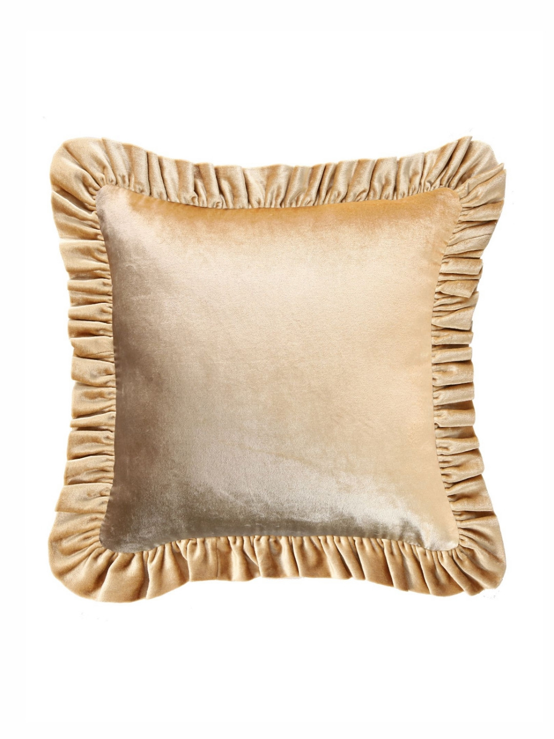 Home Gold Polyester Silk Washable 2 Piece Textured Square Cushion Covers -16x16In