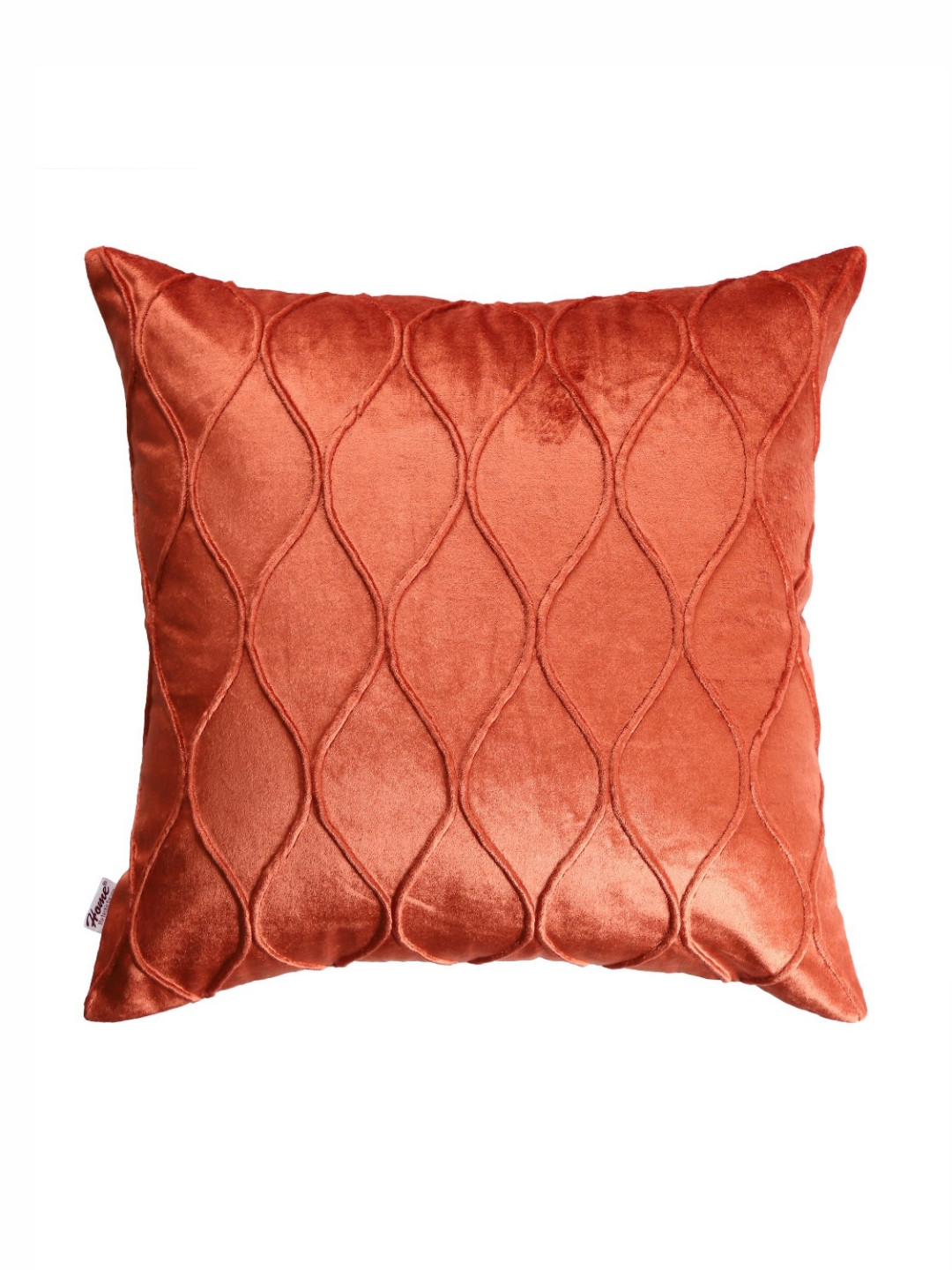 Home Rust Velvet Washable 2 Piece Embroidered Square Cushion Covers -20x20In