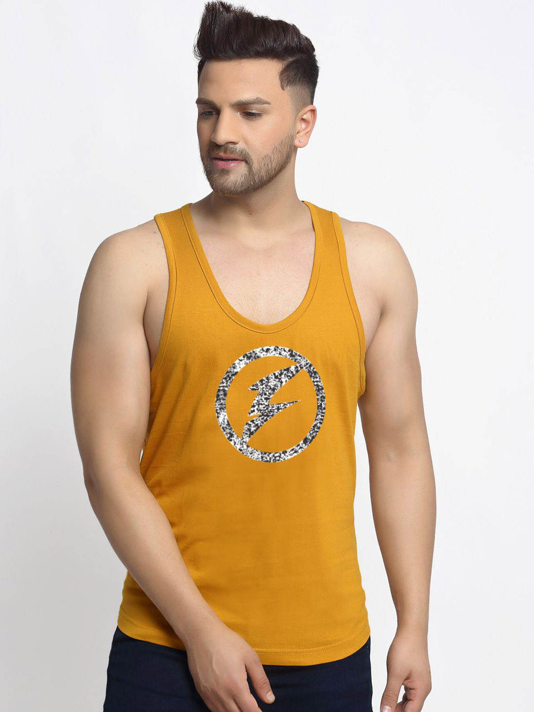 Friskers Logo Printed Pure Cotton Innerwear Gym Vests