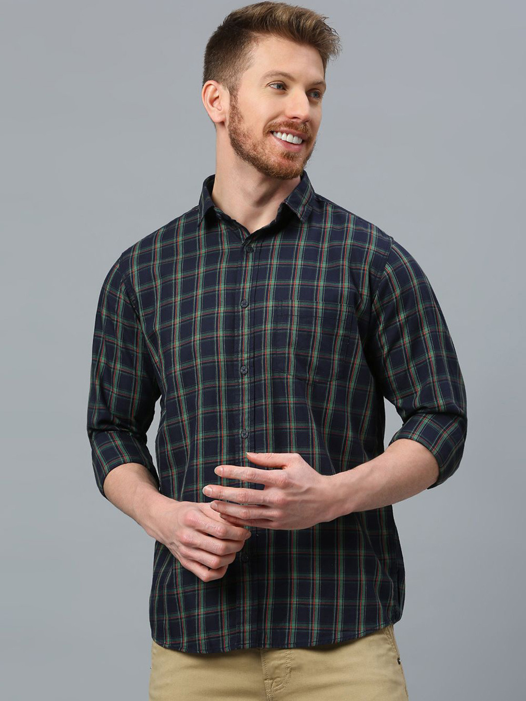 Klub Fox Men Slim Fit Opaque Checked Casual Shirt