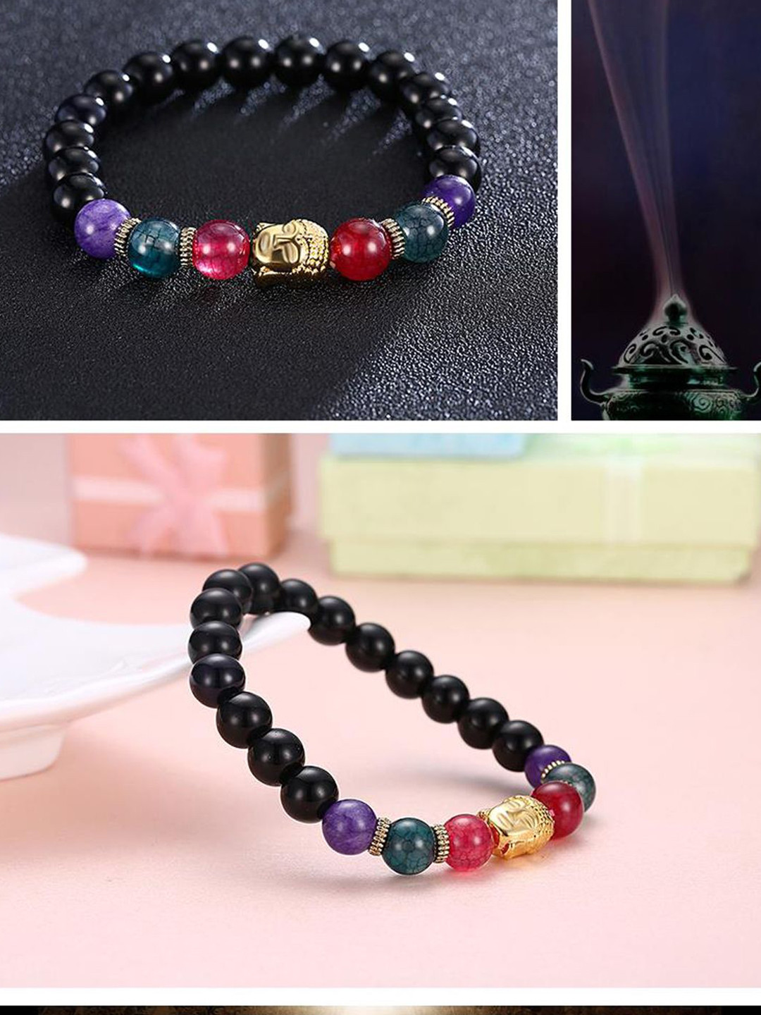 Young & Forever Unisex Ceramic Onyx Charm Bracelet