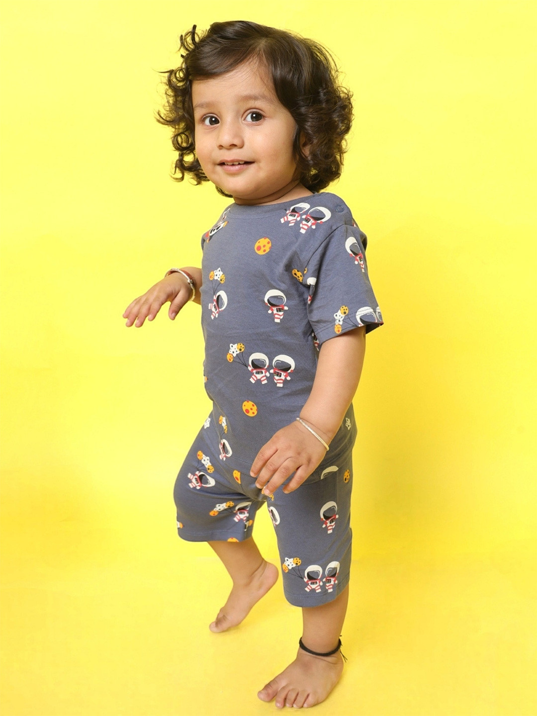 Orange Sugar Unisex Printed Pure Cotton T-shirt with Shorts