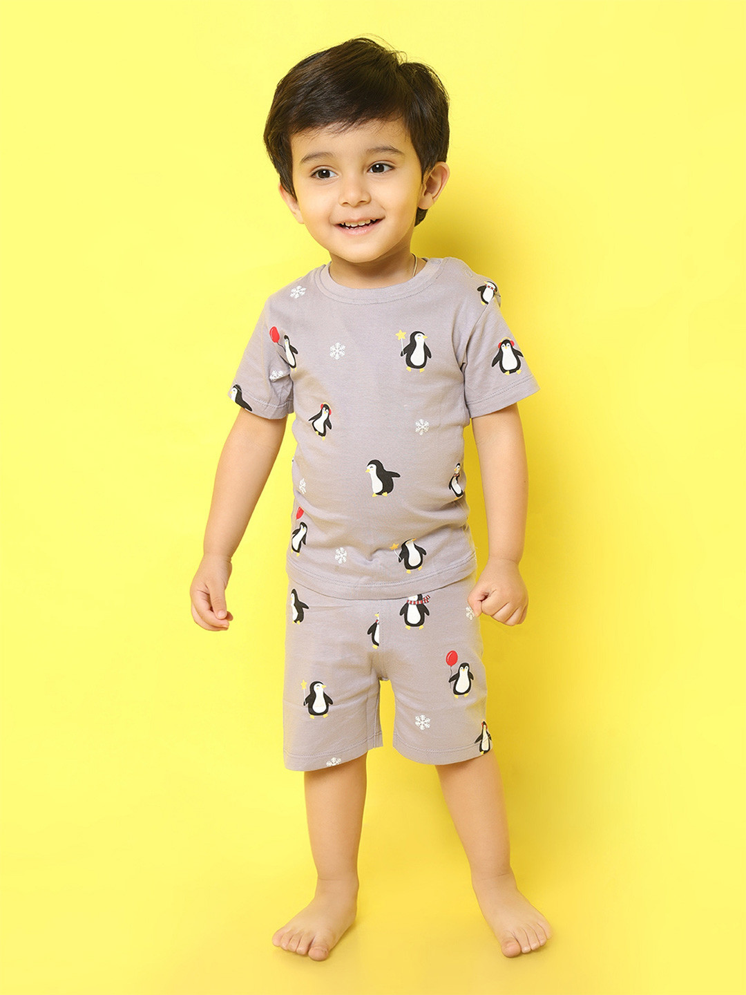 Orange Sugar Unisex Kids Printed Pure Cotton T-shirt with Shorts