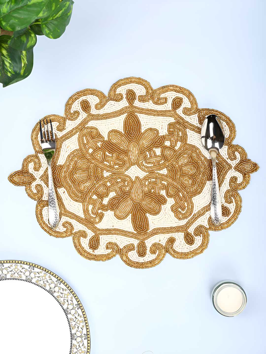 PURINA'S Cream Colored Beaded Table Placemats