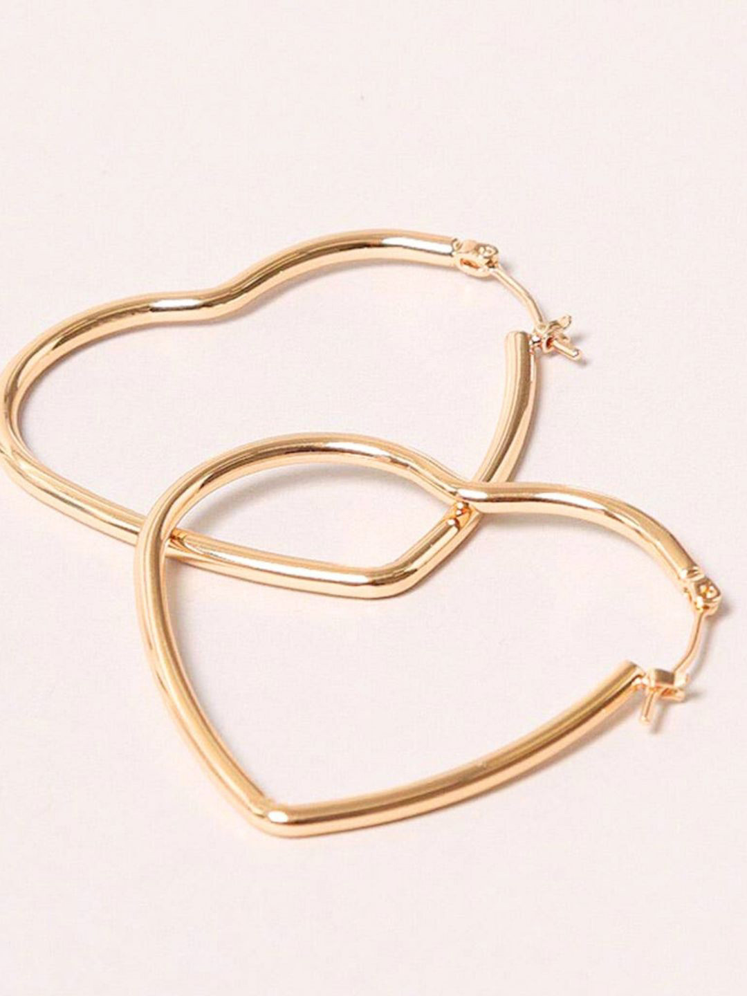 SALVE Gold-Plated Metal Heart Shaped Hoop Earrings