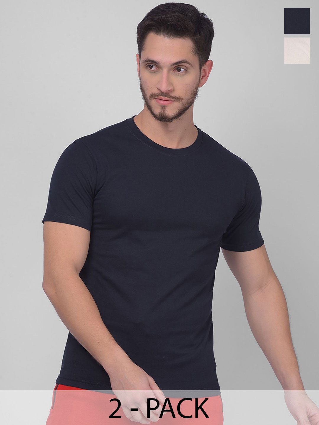 Zeal Men Pack Of 2 Solid Pure Cotton T-shirt
