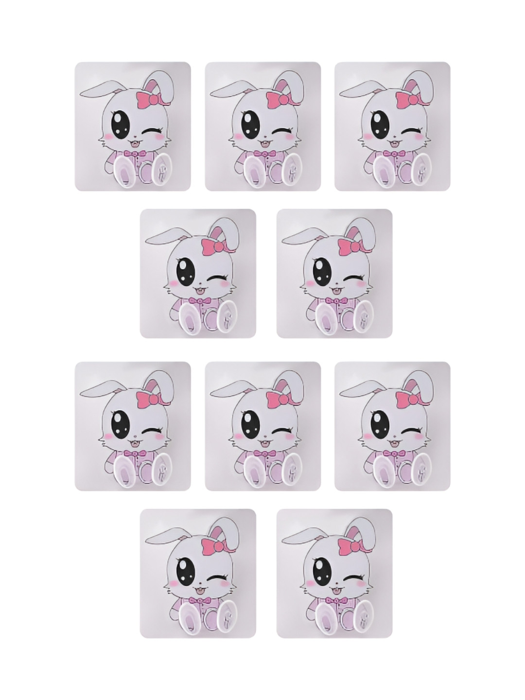 Kuber Industries Transparent & Pink 10 Pieces Printed Self Adhesive Wall Hooks & Holders