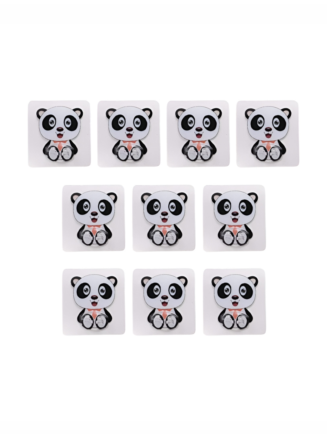 Kuber Industries Black & White 10 Pieces Printed Self Adhesive Ceramic Hooks and Holders