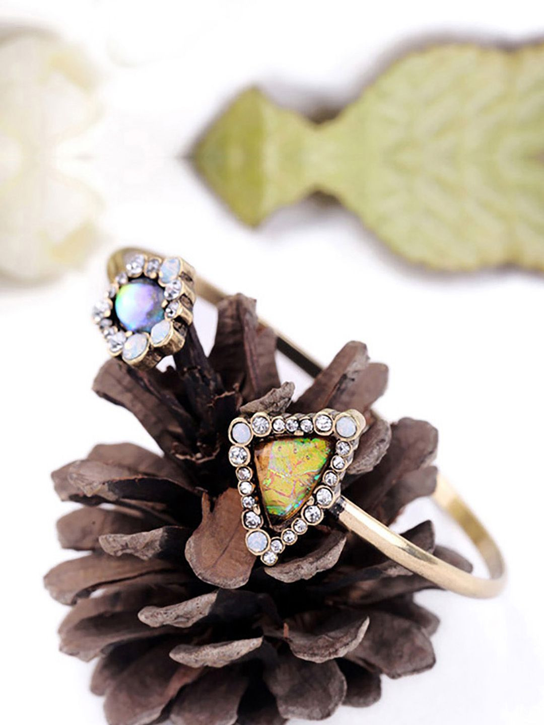 Young & Forever Women Cubic Zirconia Gold Plated Cuff Bracelet