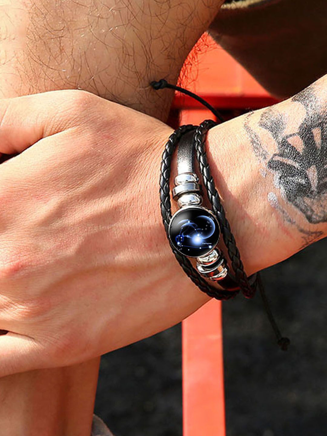 Young & Forever Men Leather Tribal Charm Bracelet