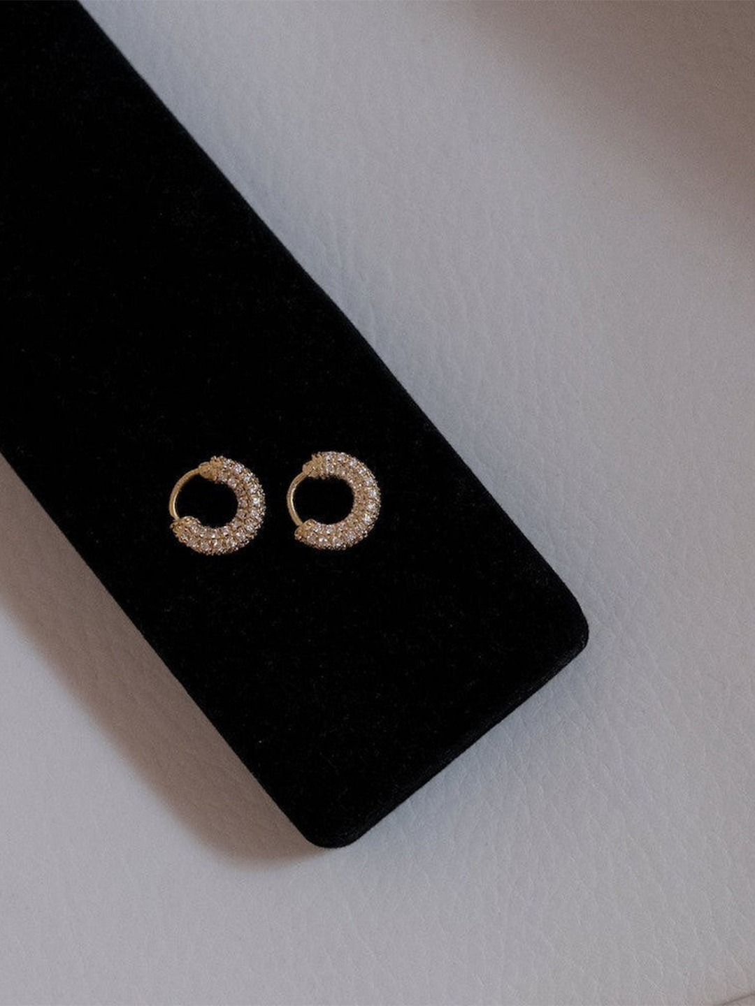 Anushka Jain Jewellery 925 Sterling Silver Gold-Plated CZ Studded Hoop Earrings