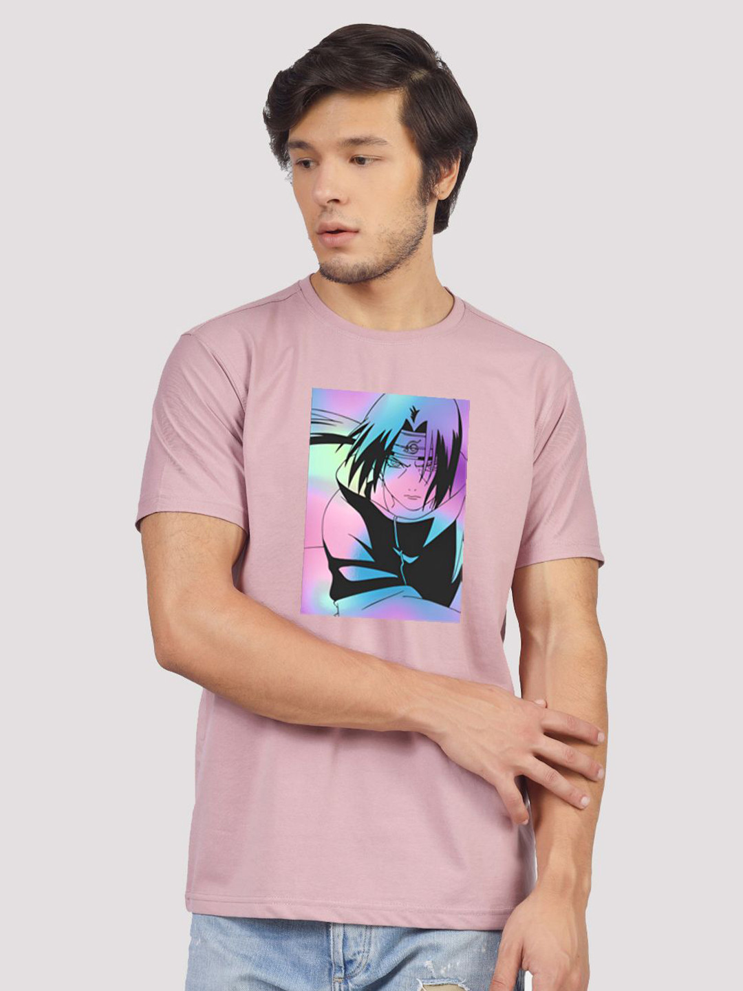 Greylongg Men Itachi Graphic Printed Round Neck T-shirt