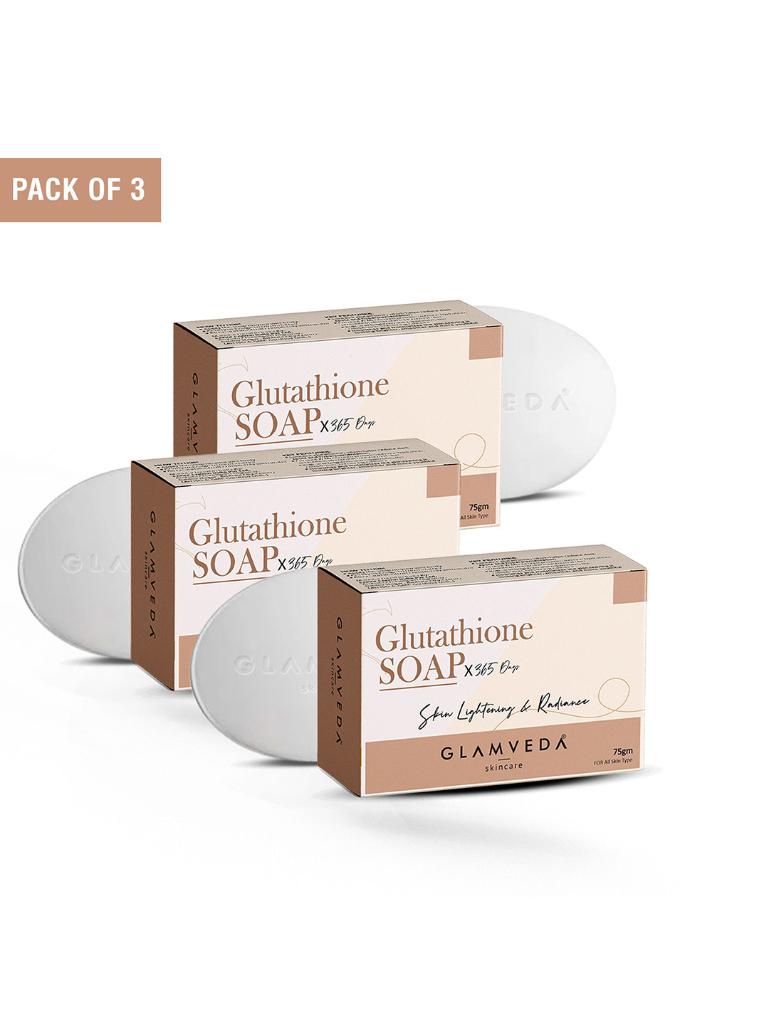 GLAMVEDA Set Of 3 Glutathione Soap With Kojic Acid - 75g Each