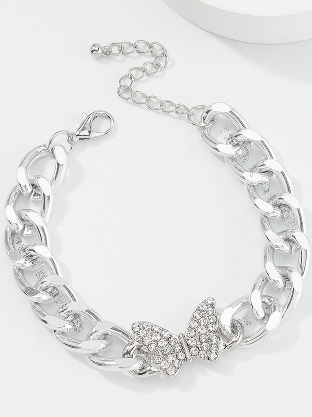 Young & Forever Enamelled Brass-Plated Butterfly Charm  Bracelet