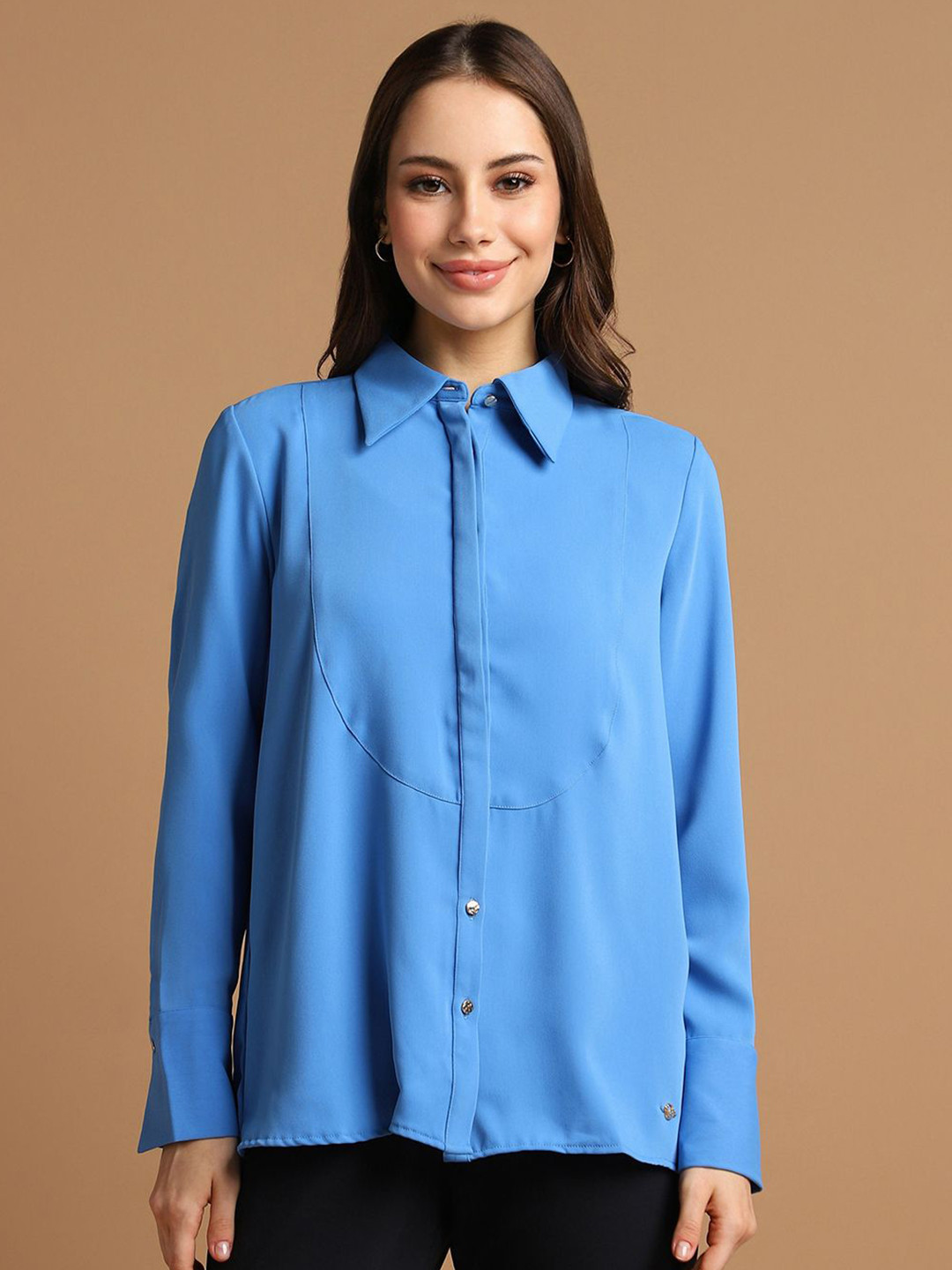 Allen Solly Woman Solid Spread Collar Formal Shirt