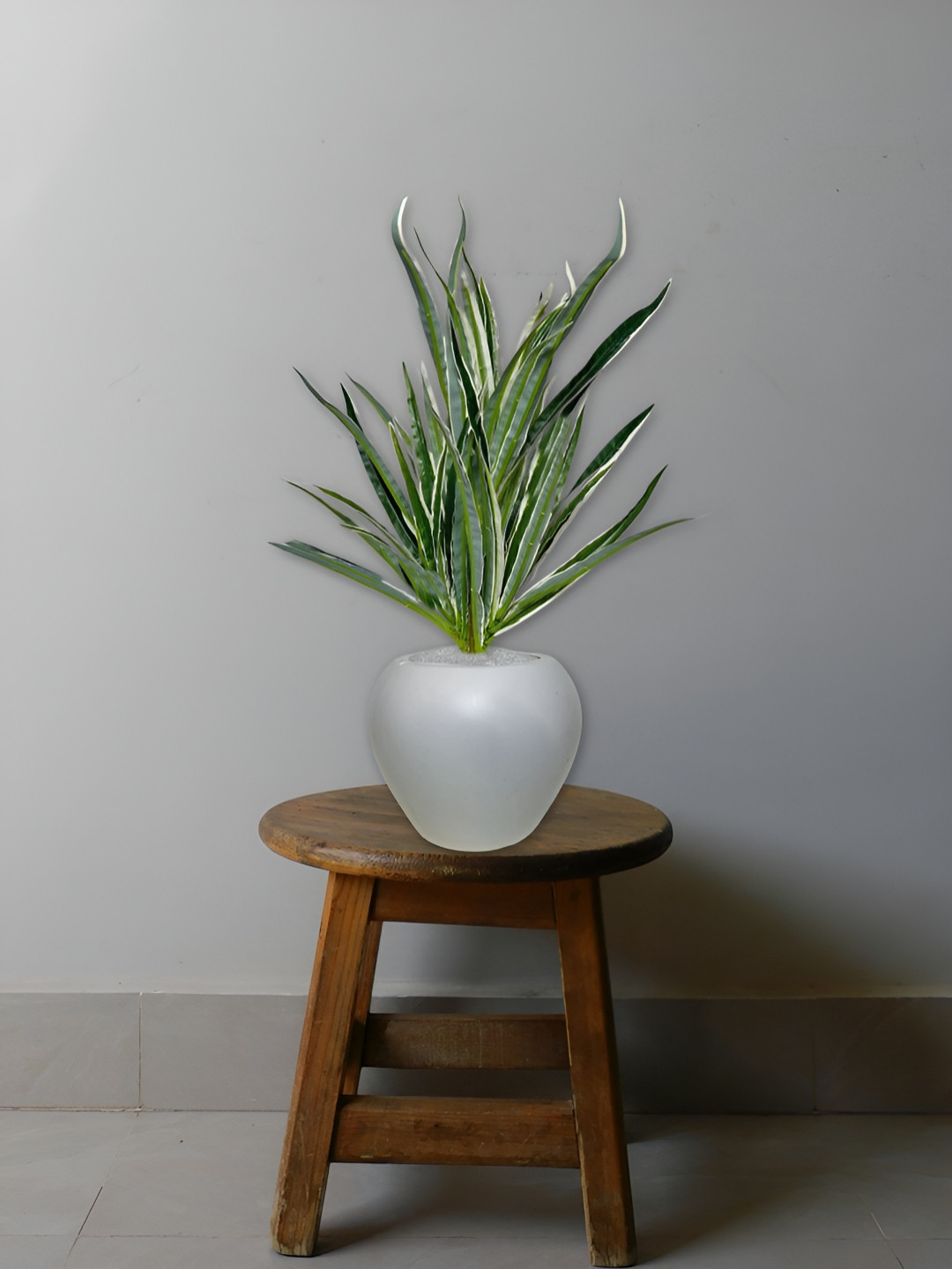 ARTSY White & Green Spider Artificial Plant With Pot