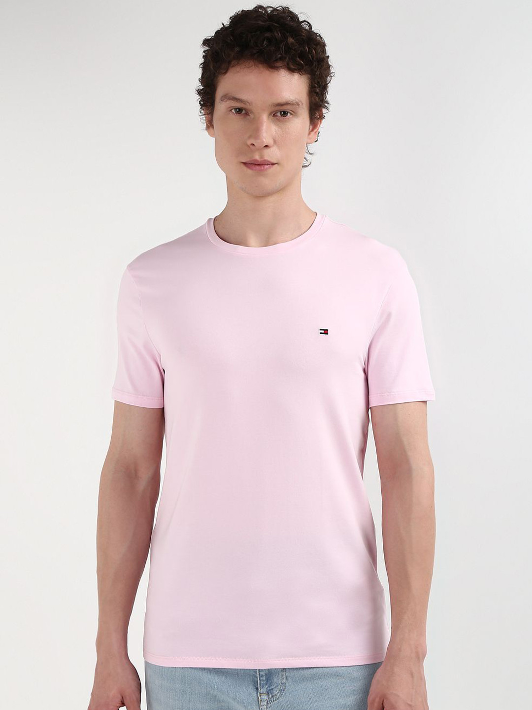 Tommy Hilfiger Men Solid Pure Cotton Slim Fit T-shirt