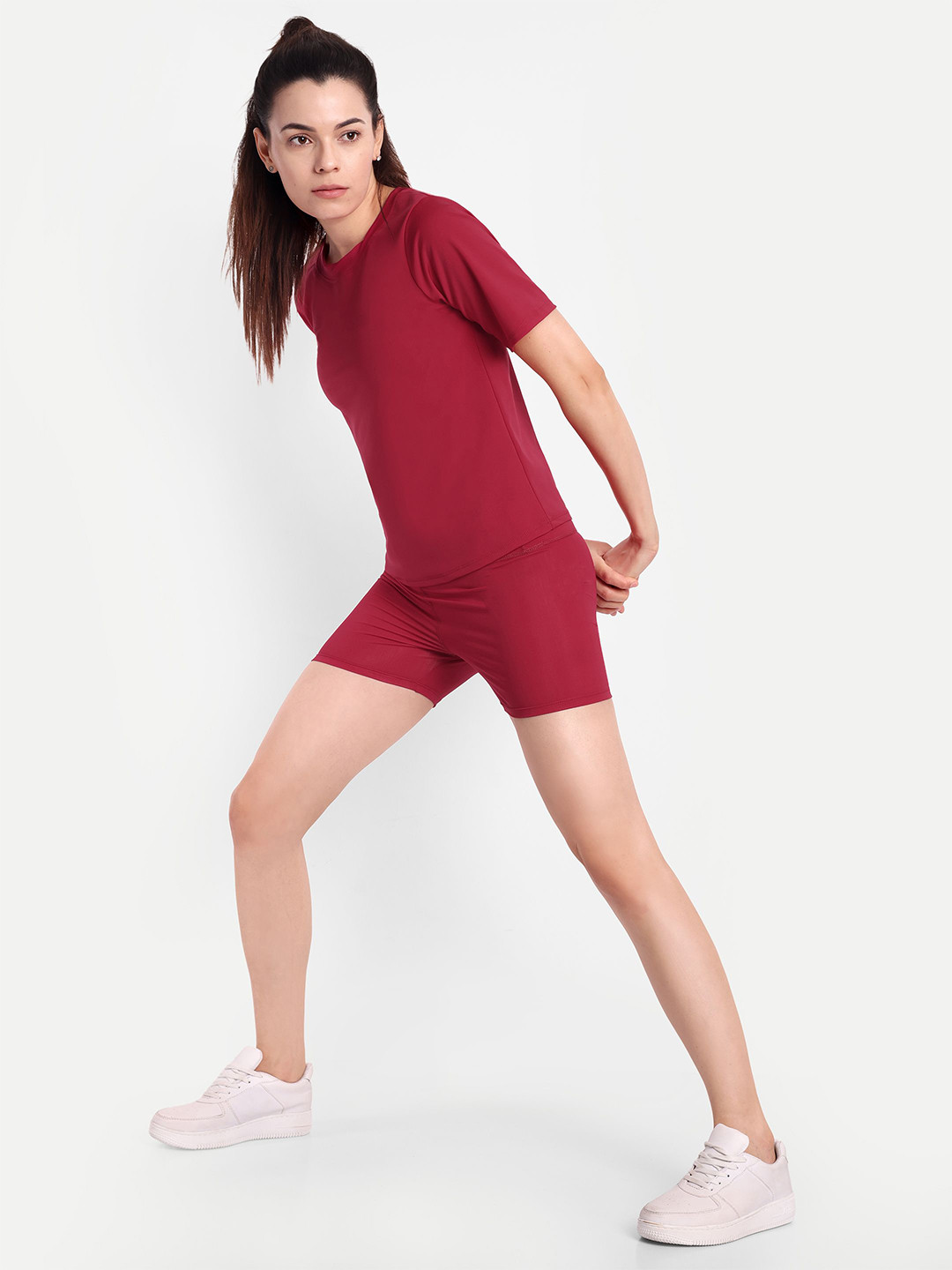 So What Cherry Red Round Neck Solid Top