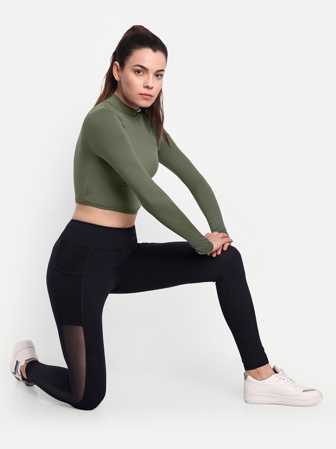 So What High Neck Solid Crop Top