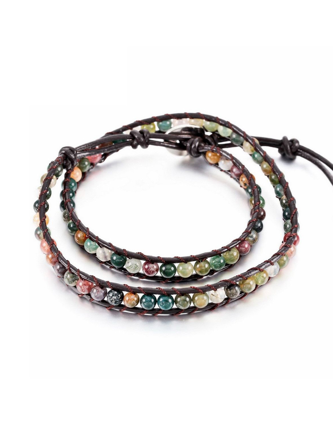 Young & Forever Leather Stone Studded Multistrand Bracelet