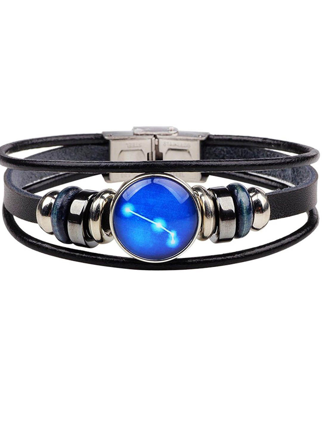 Young & Forever Men Leather Zodiac Sign Aries Wraparound Bracelet