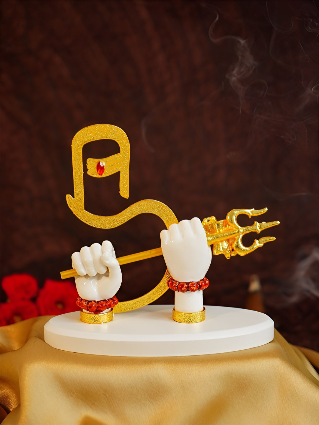 Ekhasa Lord Shiva Hands with Trishul White Polyresin Matte Living Room Medium Showpiece - 4.7 Inches