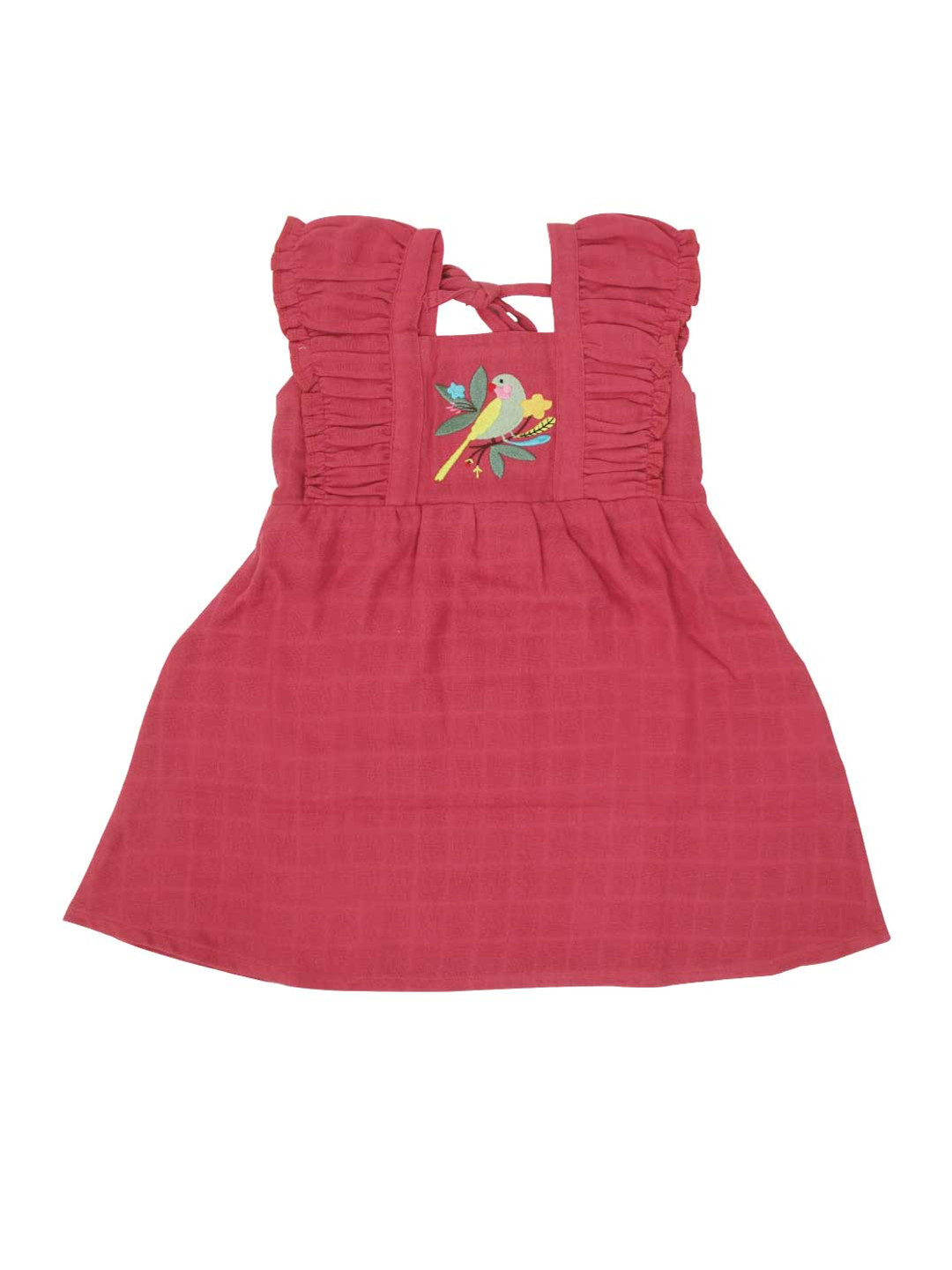 A Toddler Thing Girls Puff Sleeve Organic Cotton A-Line Dress
