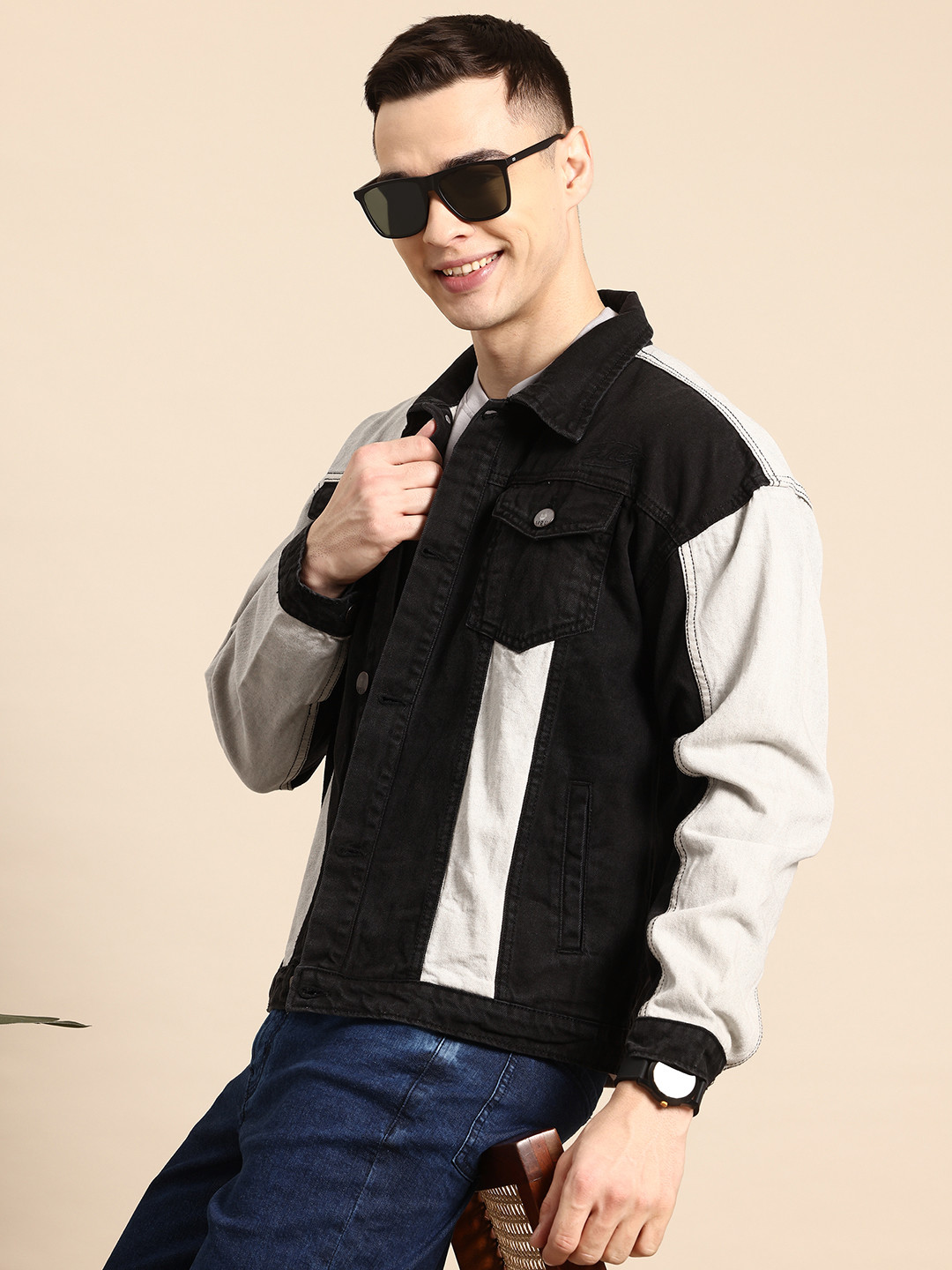 Mast & Harbour Pure Cotton Colorblocked Denim Jacket