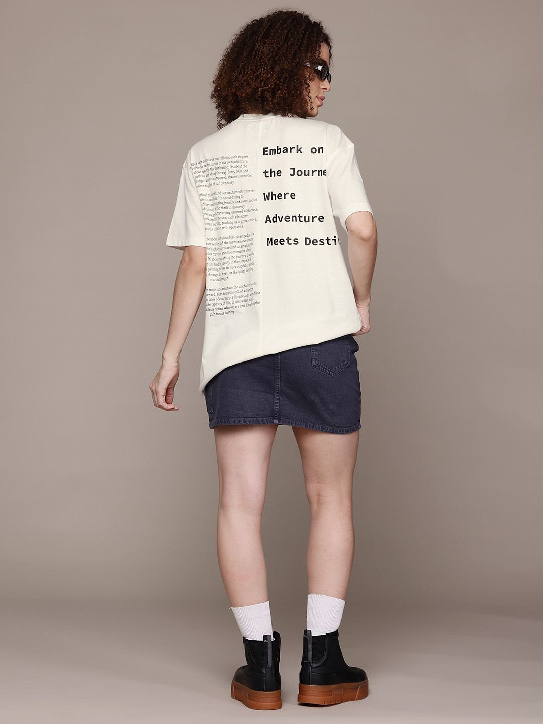 The Roadster Lifestyle Co. Women Printed Oversized T-shirt