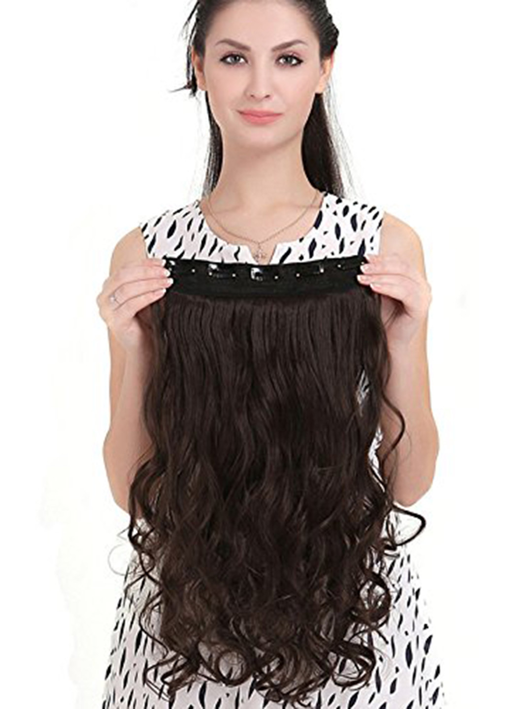 CRIBE 5 Clip-On Natural Brown Wavy Hair Extension