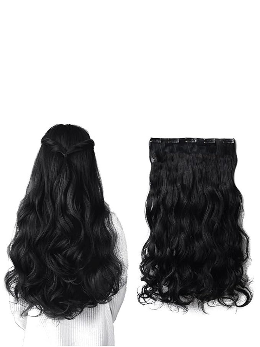 CRIBE 5 Clip Natural Black Wavy Hair Extension