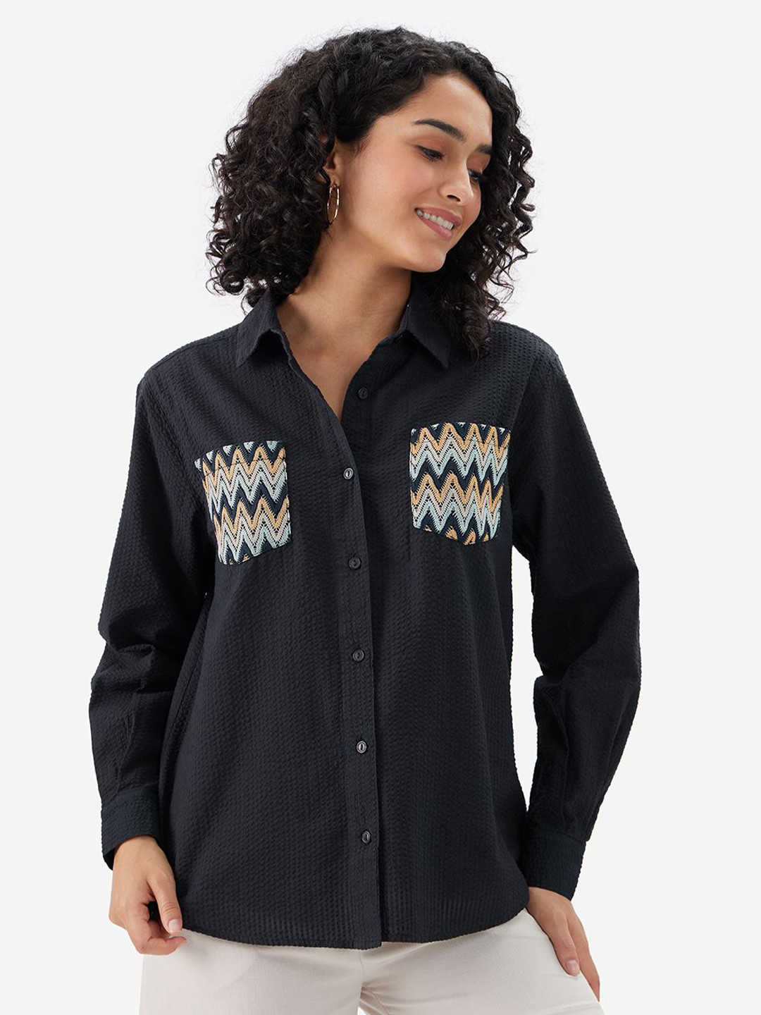 The Souled Store Women Aruba Black Oversized Fit Women Shirts