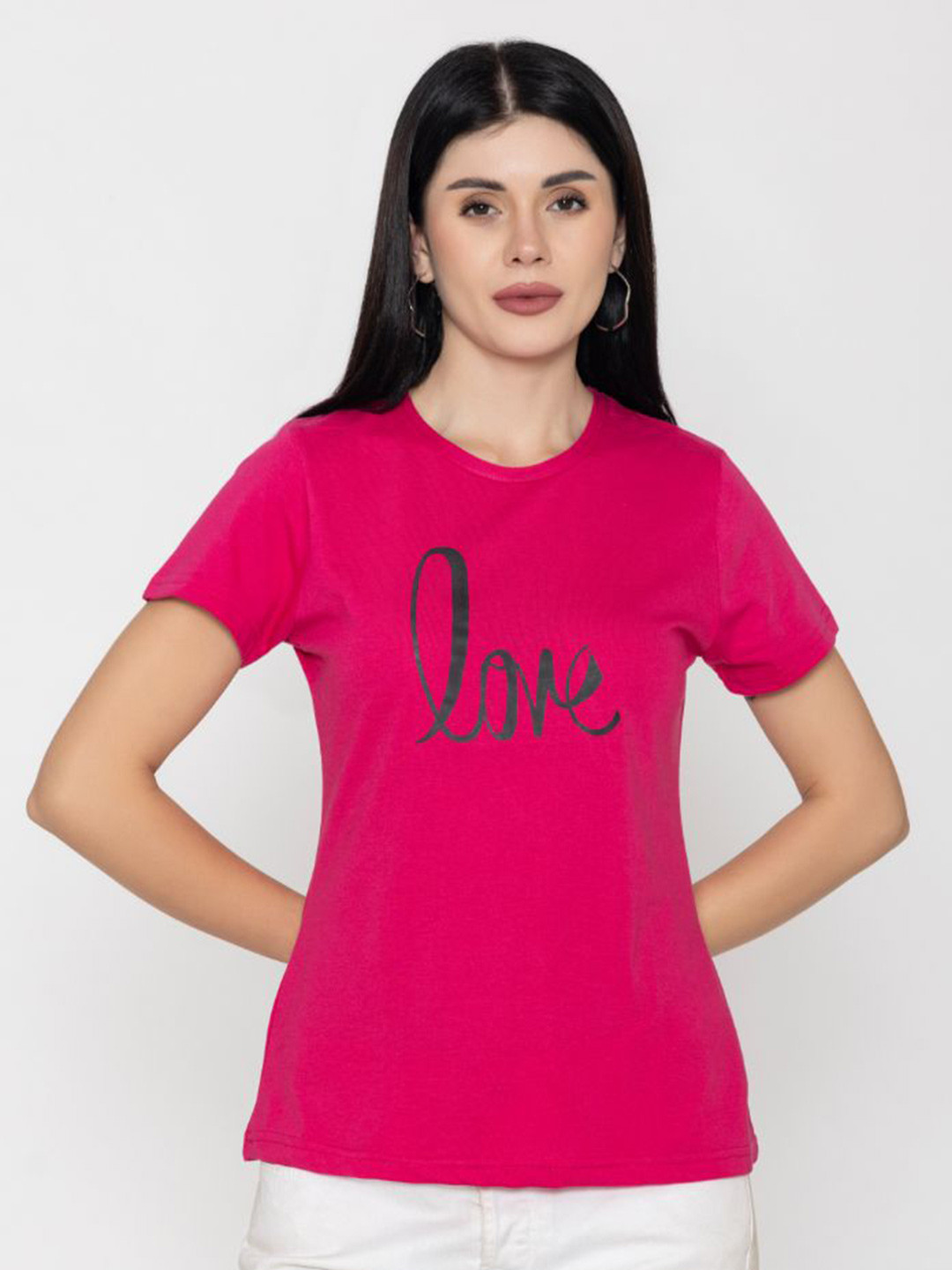 TITTLI Women Round Neck Typography Print Pure Cotton Casual T-Shirt