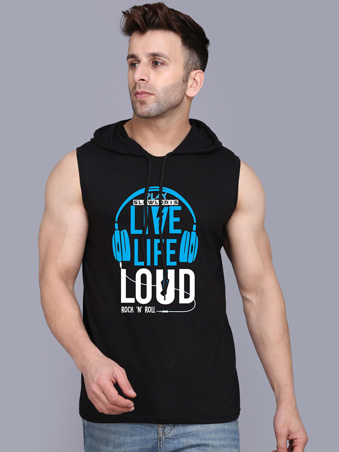 SLOWLORIS Printed Rich Sleeveless Innerwear Vests SL28 LOUD BLACK