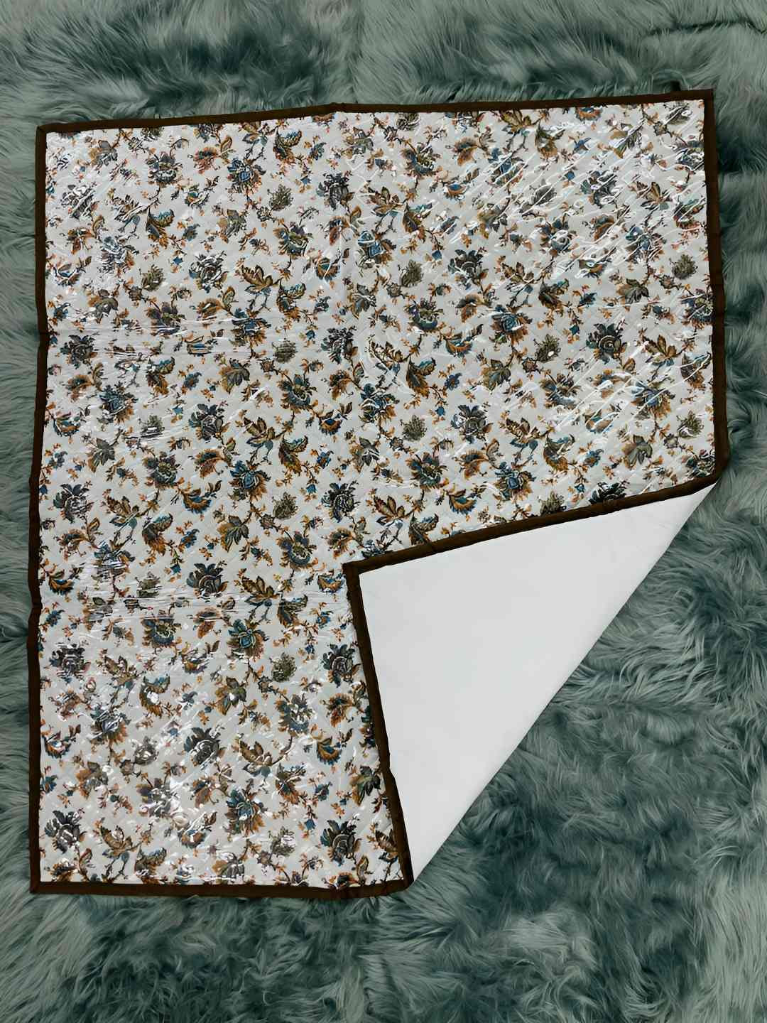 CASA-NEST Cream Colored & Brown Floral Printed Table Placemats