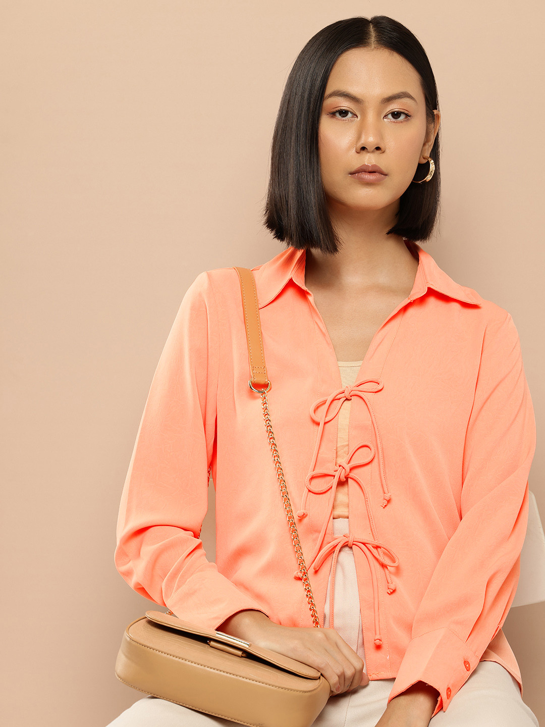 her by invictus Tie Up Front Shirt Style Top