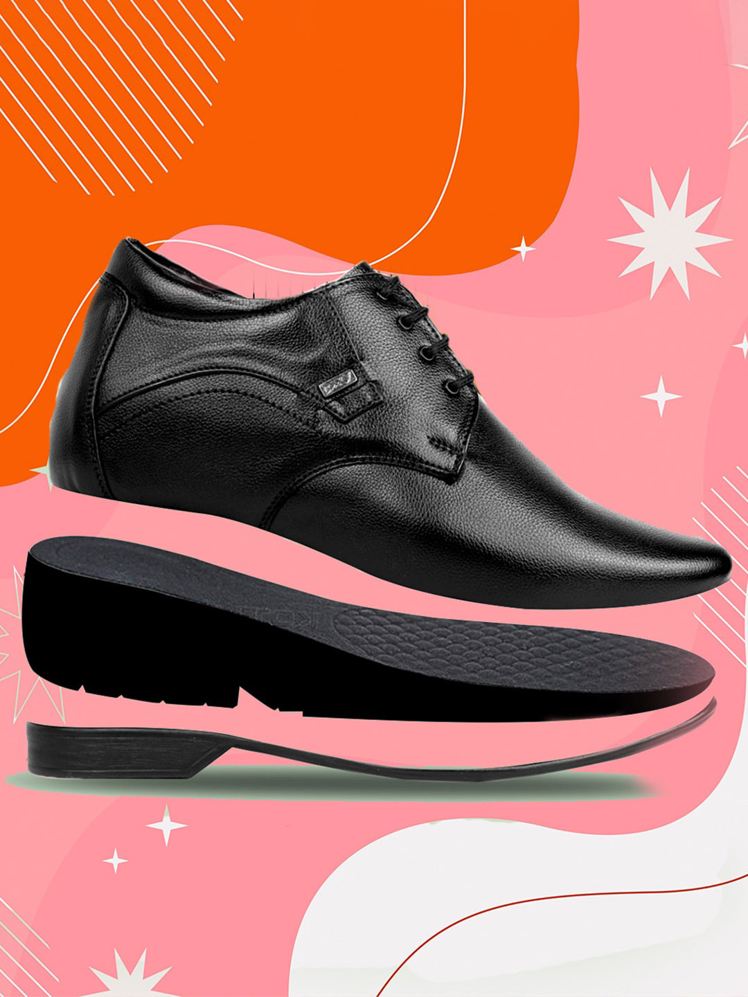 Bxxy  Men Hidden Elevator Height Increasing Formal Derby Lace-up Shoes