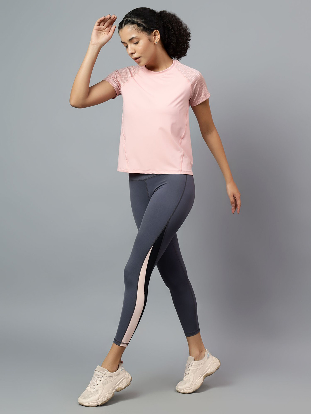 Fitkin Women Pink Short Sleeve Active Tshirt