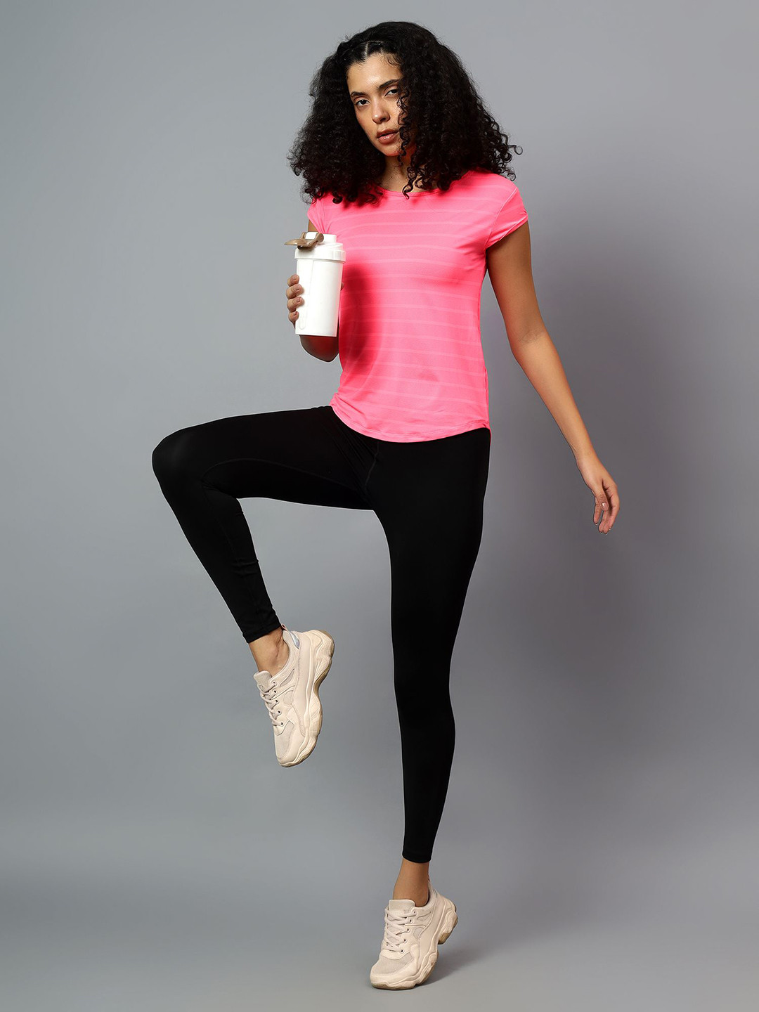 Fitkin Womens Neon Pink Short Sleeve Active Tshirt