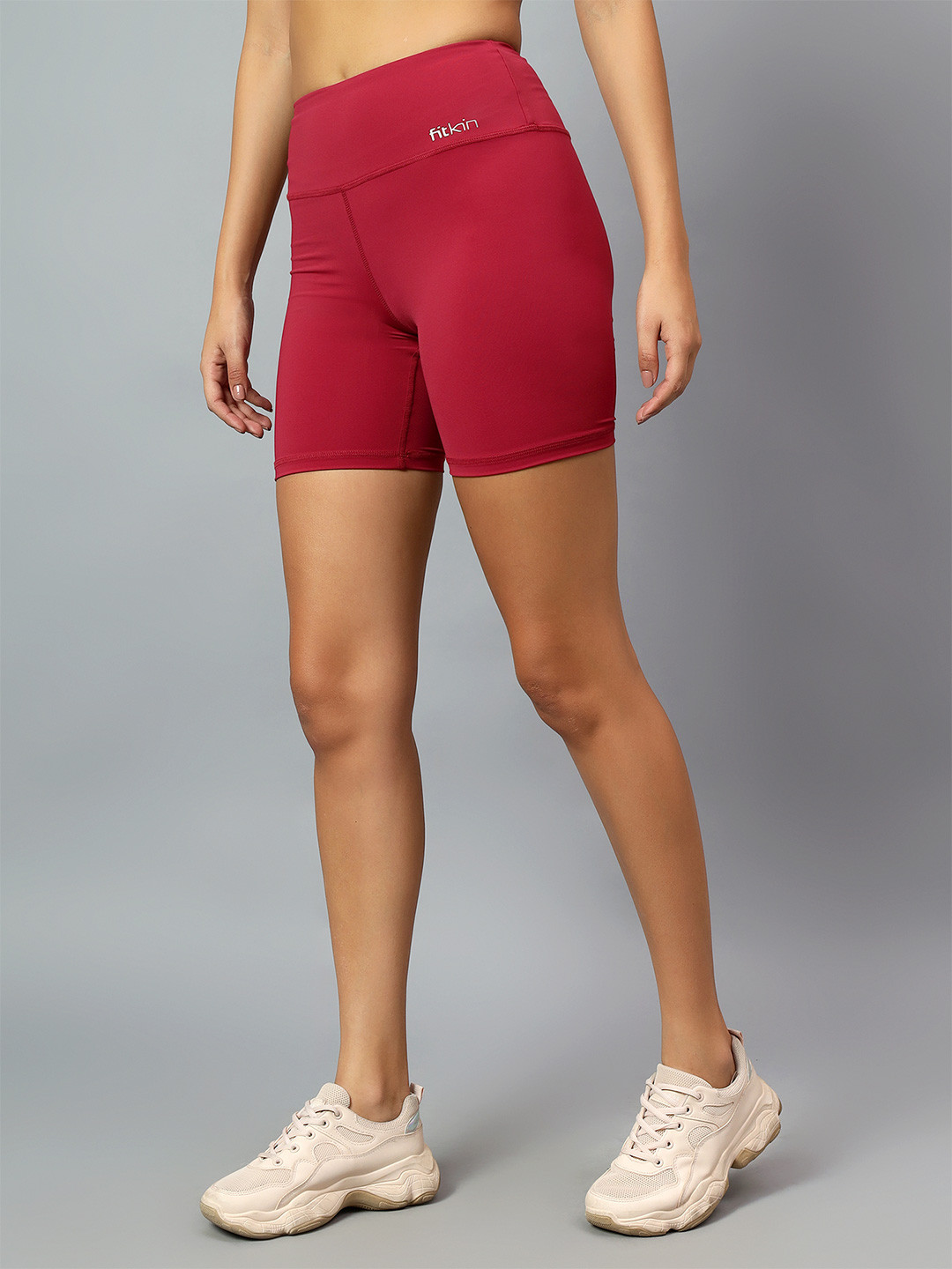 Fitkin Womens Wine High Rise Cycling Shorts