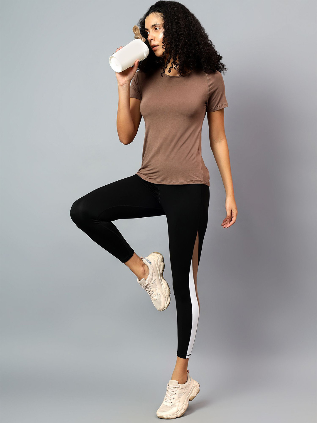 Fitkin Womens Brown Ecofriendly Super Soft Active T-shirt