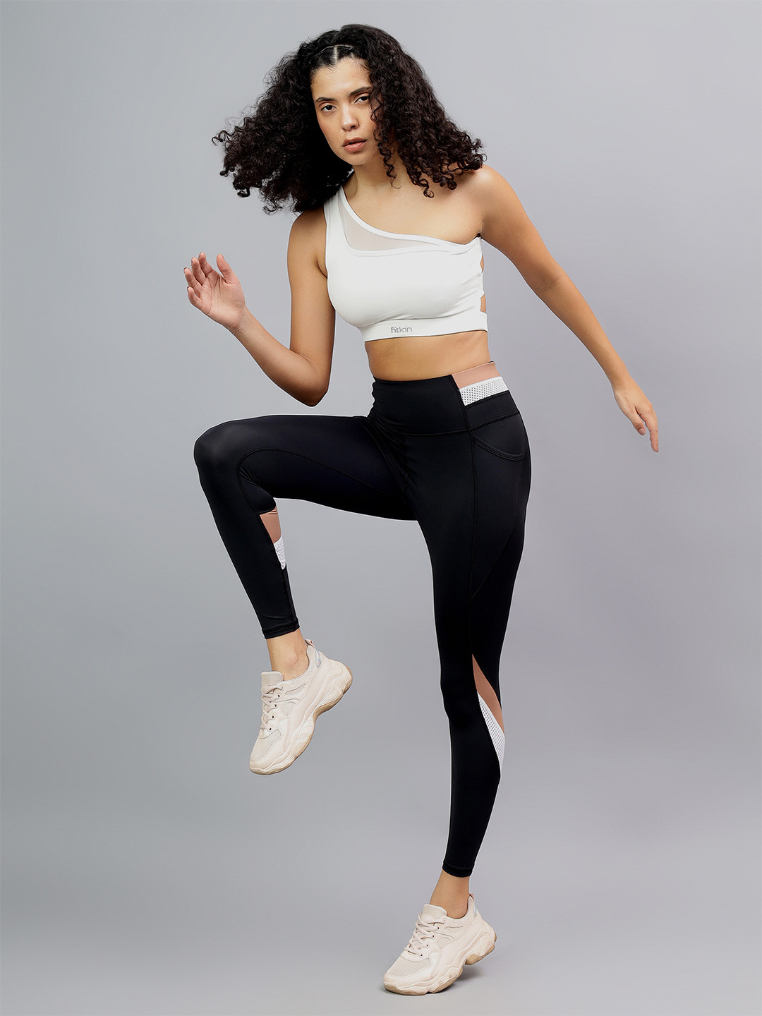 Fitkin Women Black High Rise Active On The Go Tights