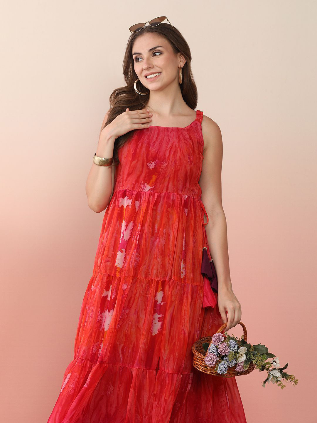 Sangria Printed Georgette Anarkali Gown