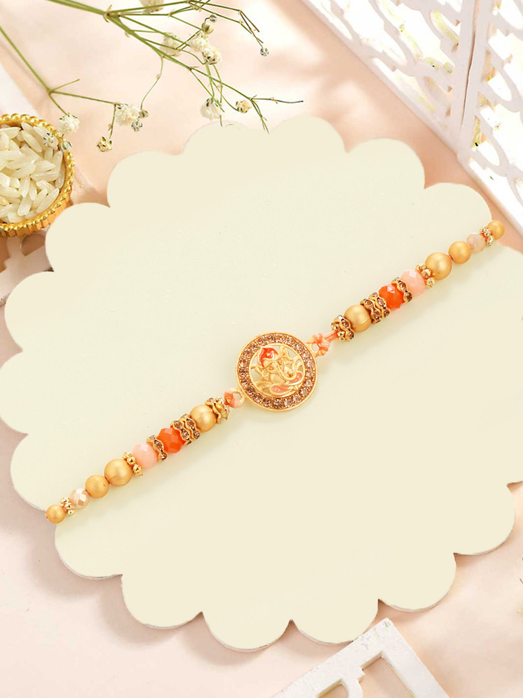 TIED RIBBONS Ganesh Thread Rakhi With Roli Chawal