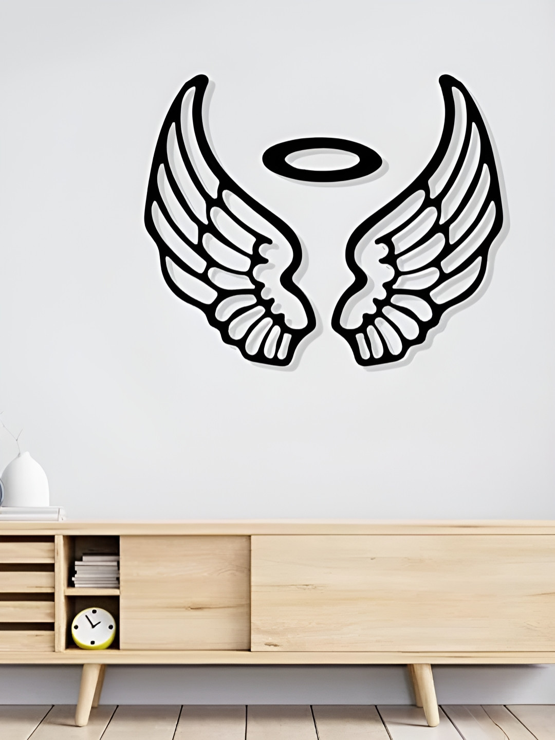 ARTROOMS Angel Wings Metal Matte Hanging Hall Signs and Plaques-20In