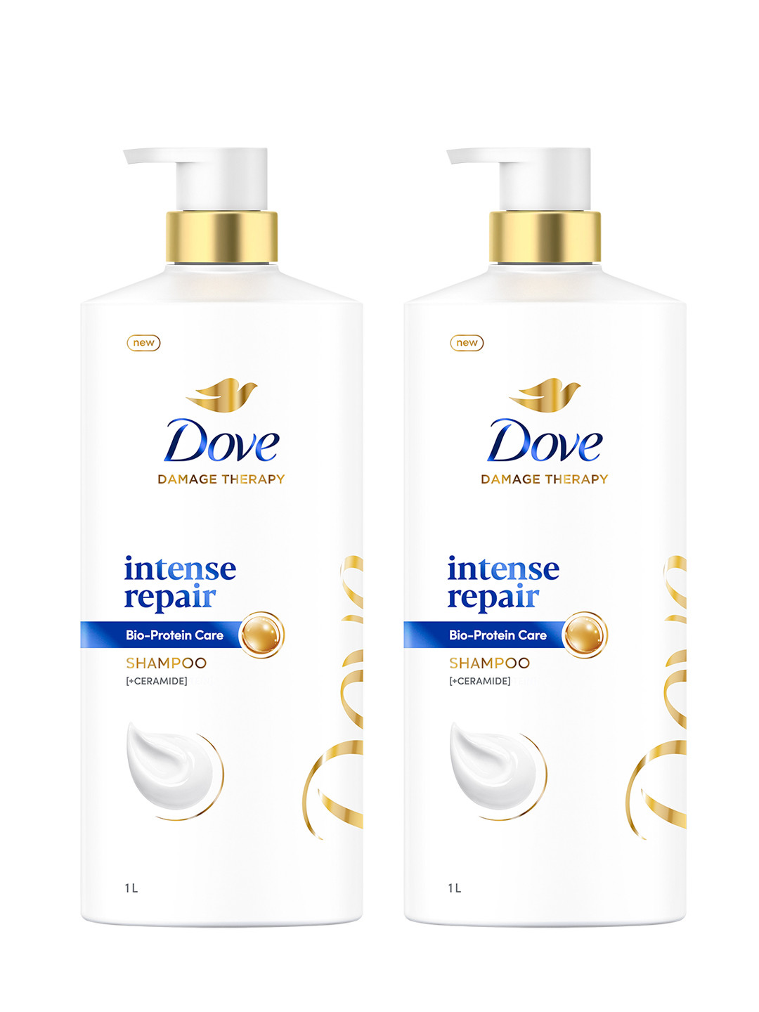 Dove Set of 2 Intense Repair Bio-Protein Shampoo for Damage Resistance - 1 l Each