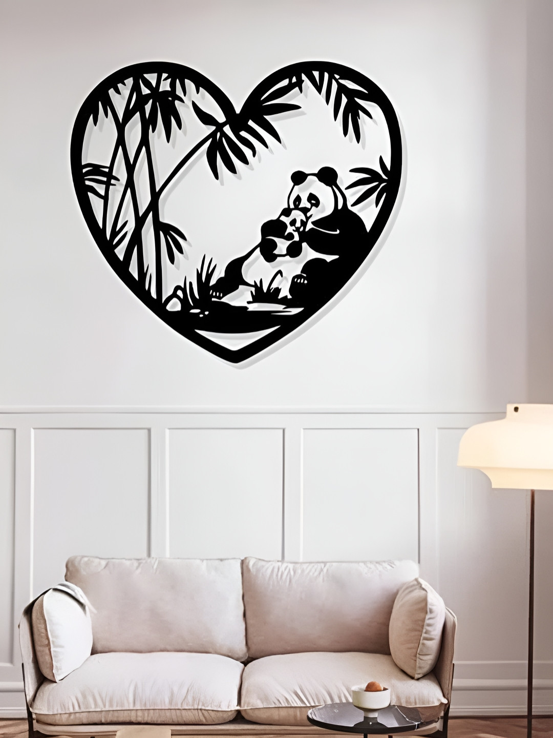 ARTROOMS Love Panda Metal Matte Hanging Hall Signs and Plaques-22In