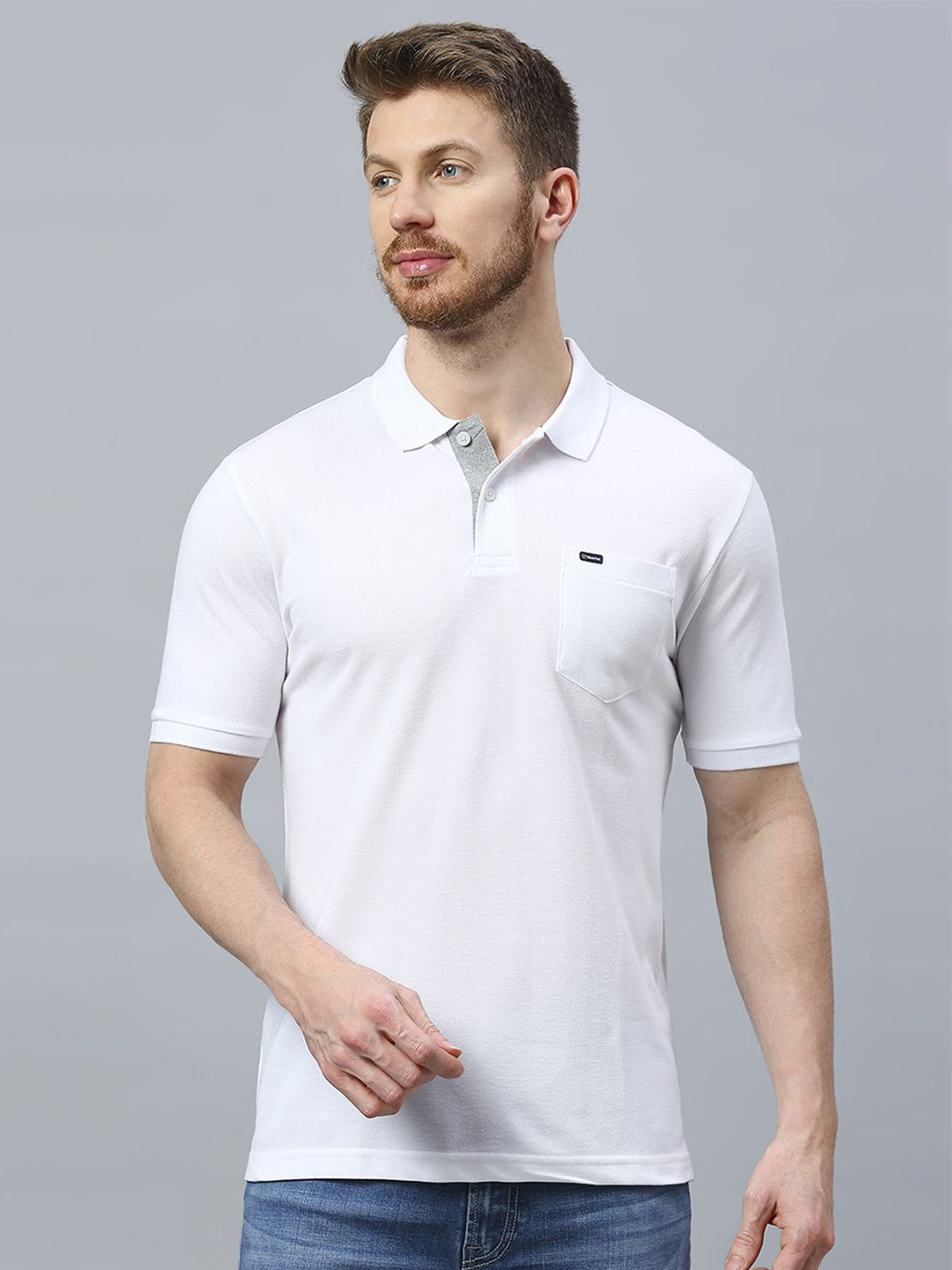 Klub Fox Men Polo Collar Monochrome Pockets T-shirt