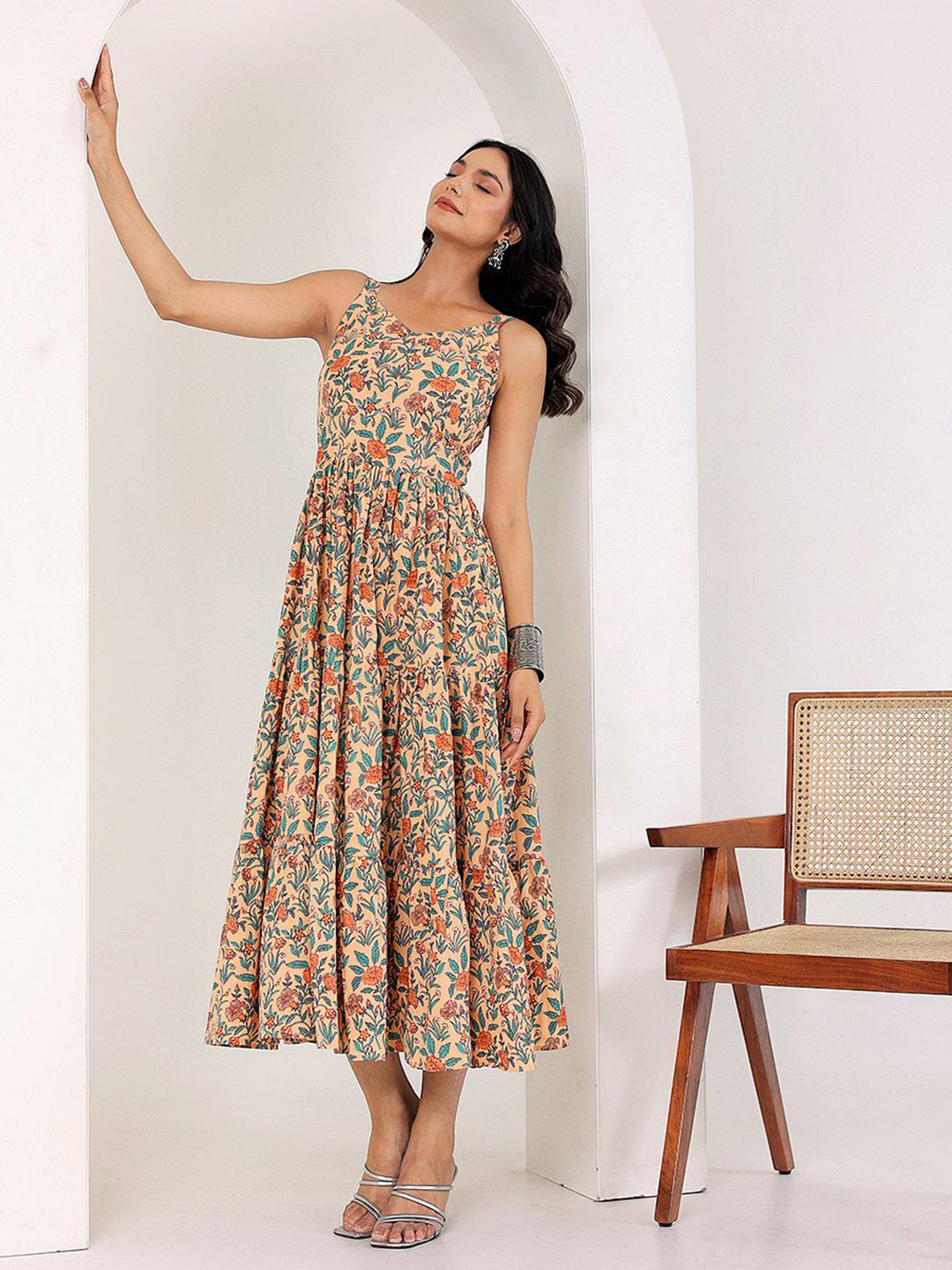 GULAB CHAND TRENDS Floral Print Maxi Dress