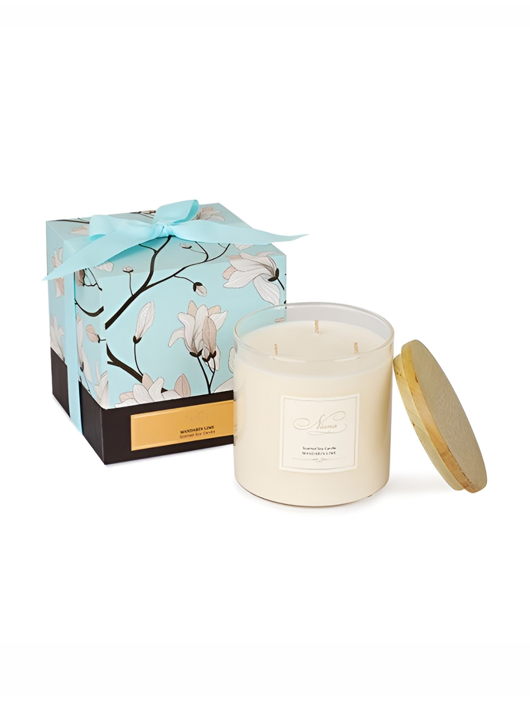 NIANA Mandarin Lime Deluxe Smokeless 3 Wick Solid Geometric Regular Jar Candles